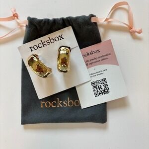 NEW Chunky Gold Hoops Earrings  Hammered 1" Rocksbox Gift Ready Stocking Stuffer